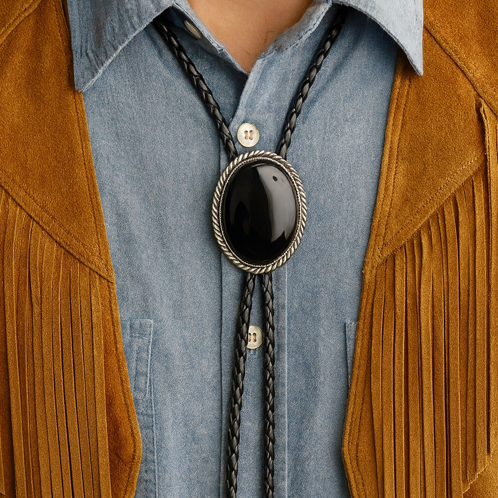 Black Stone Bolo Tie