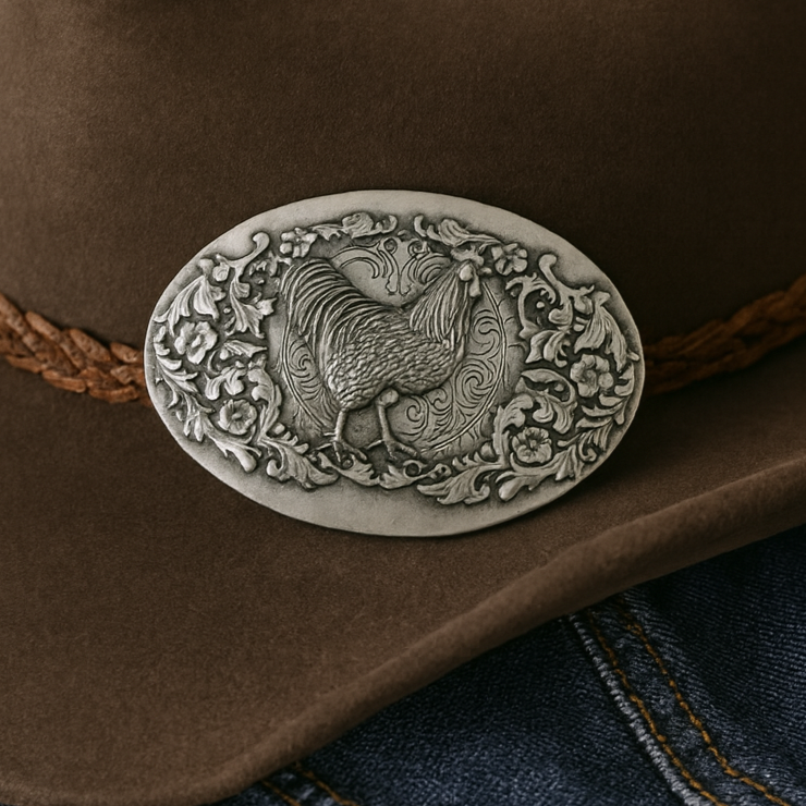 Silver Rooster Belt Buckle