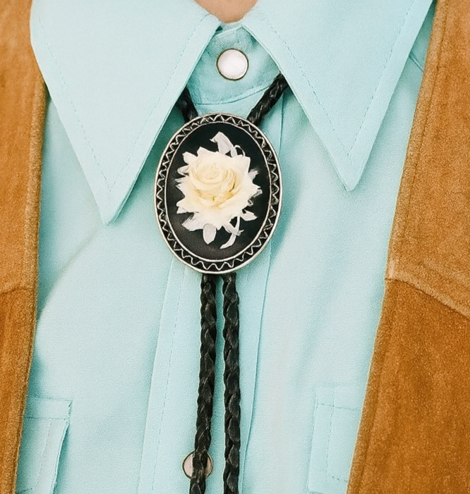 White Rose Bolo Tie