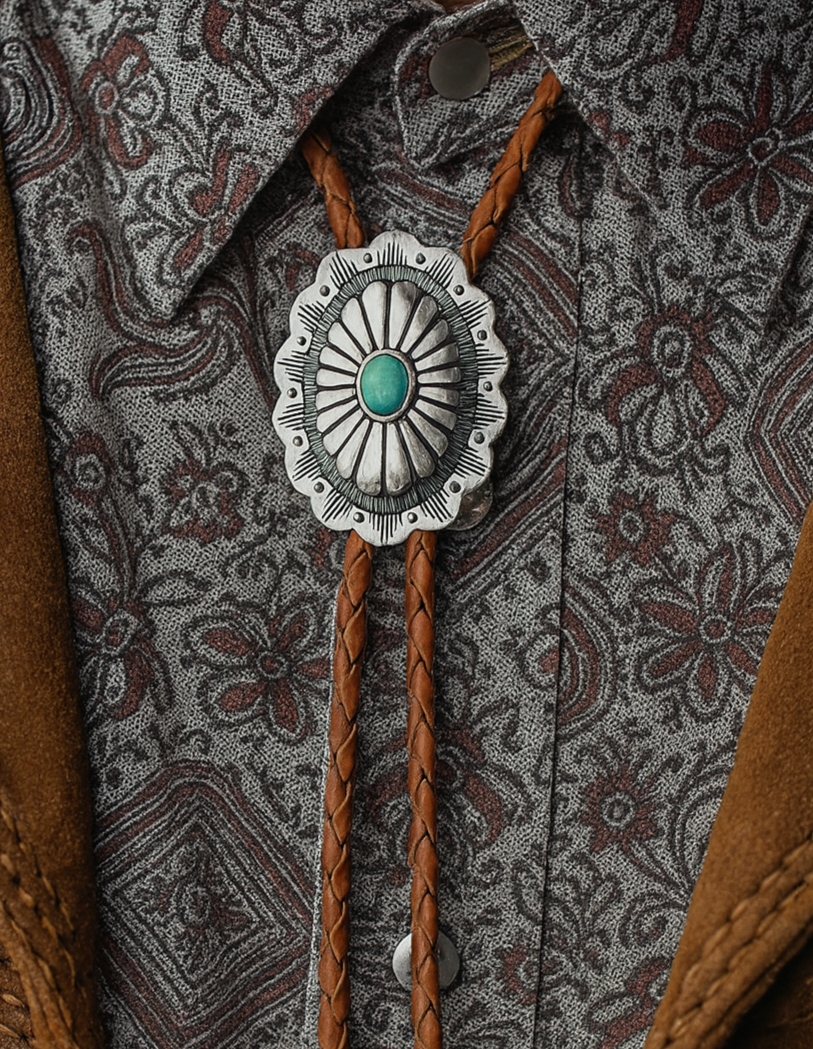 Scalloped Turquoise Bolo Tie