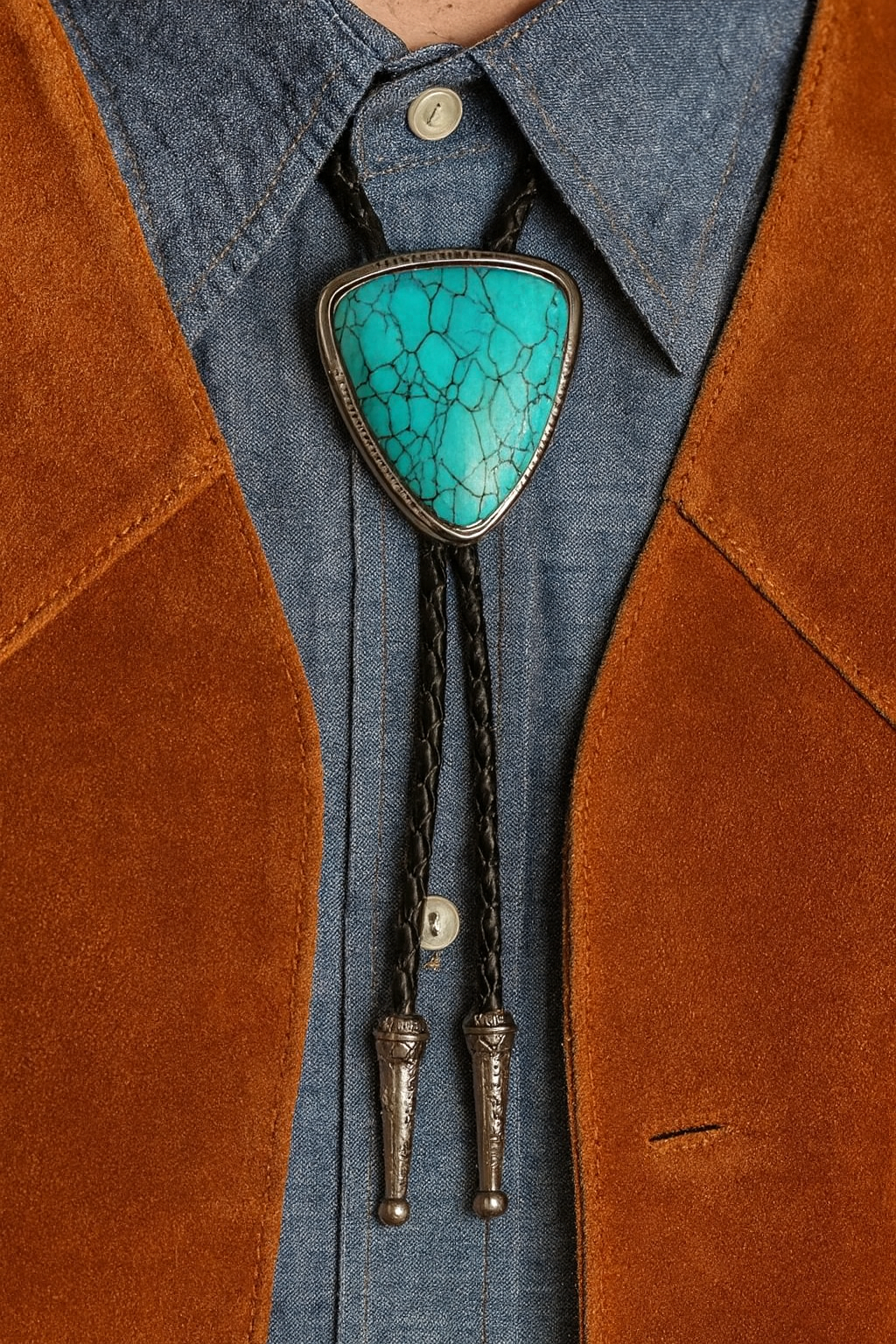 Turquoise Triangle Stone Bolo Tie