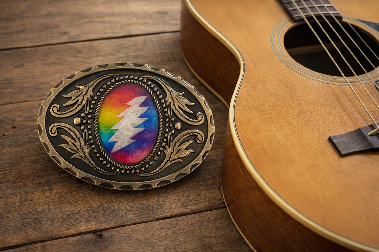 Grateful Lightning Bolt Belt Buckle