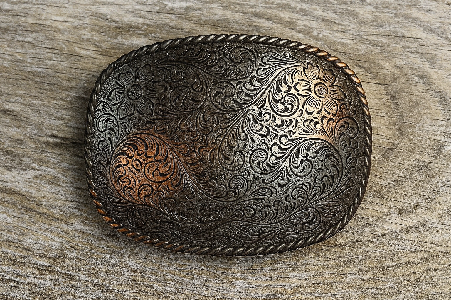 Copper Engraved Belt Buckle
