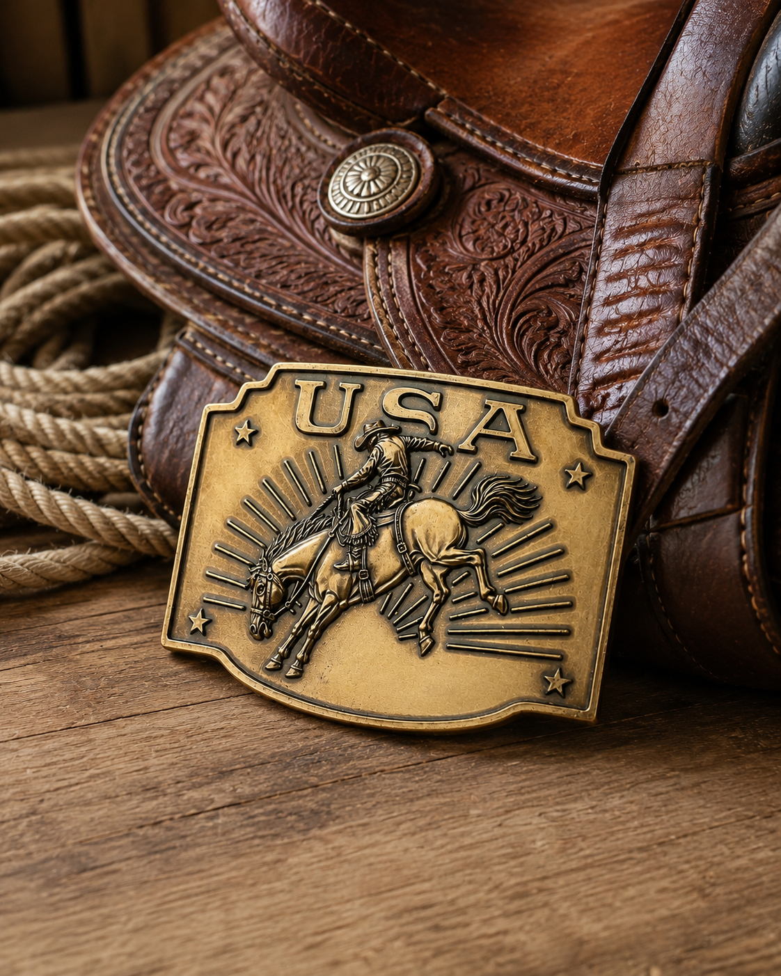 USA Bucking Bronc Belt Buckle
