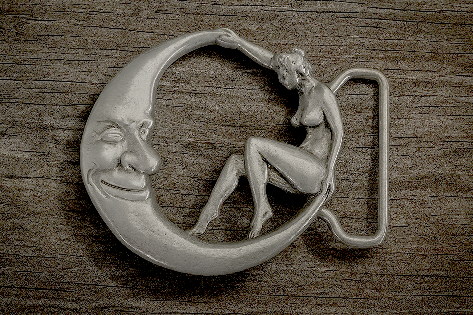 Woman on The Moon Belt Buckle