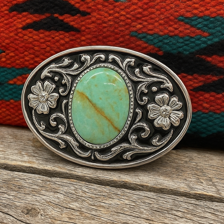 Flecked Turquoise Belt Buckle