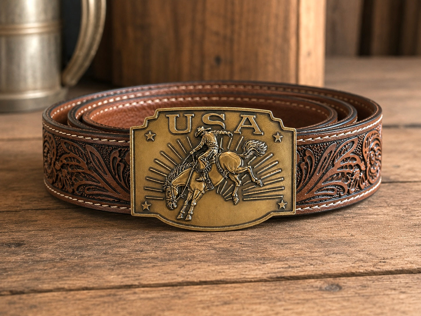 USA Bucking Bronc Belt Buckle