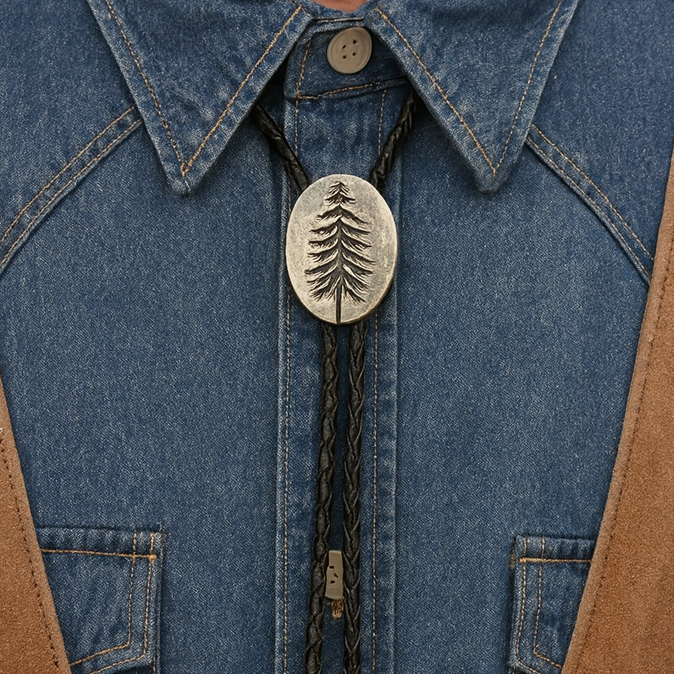 Pine Tree Bolo Tie - Black Cord