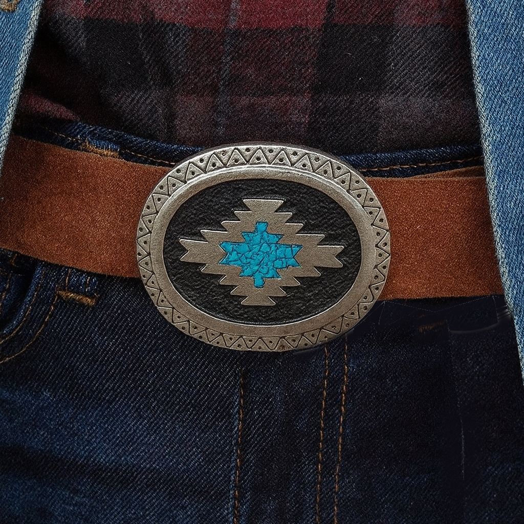 Turquoise Chevron Belt Buckle