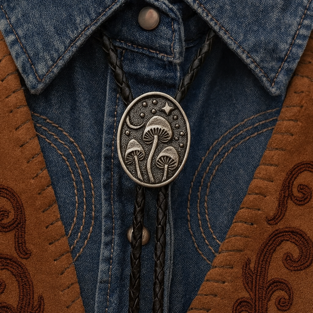 Mushroom Moon Bolo Tie
