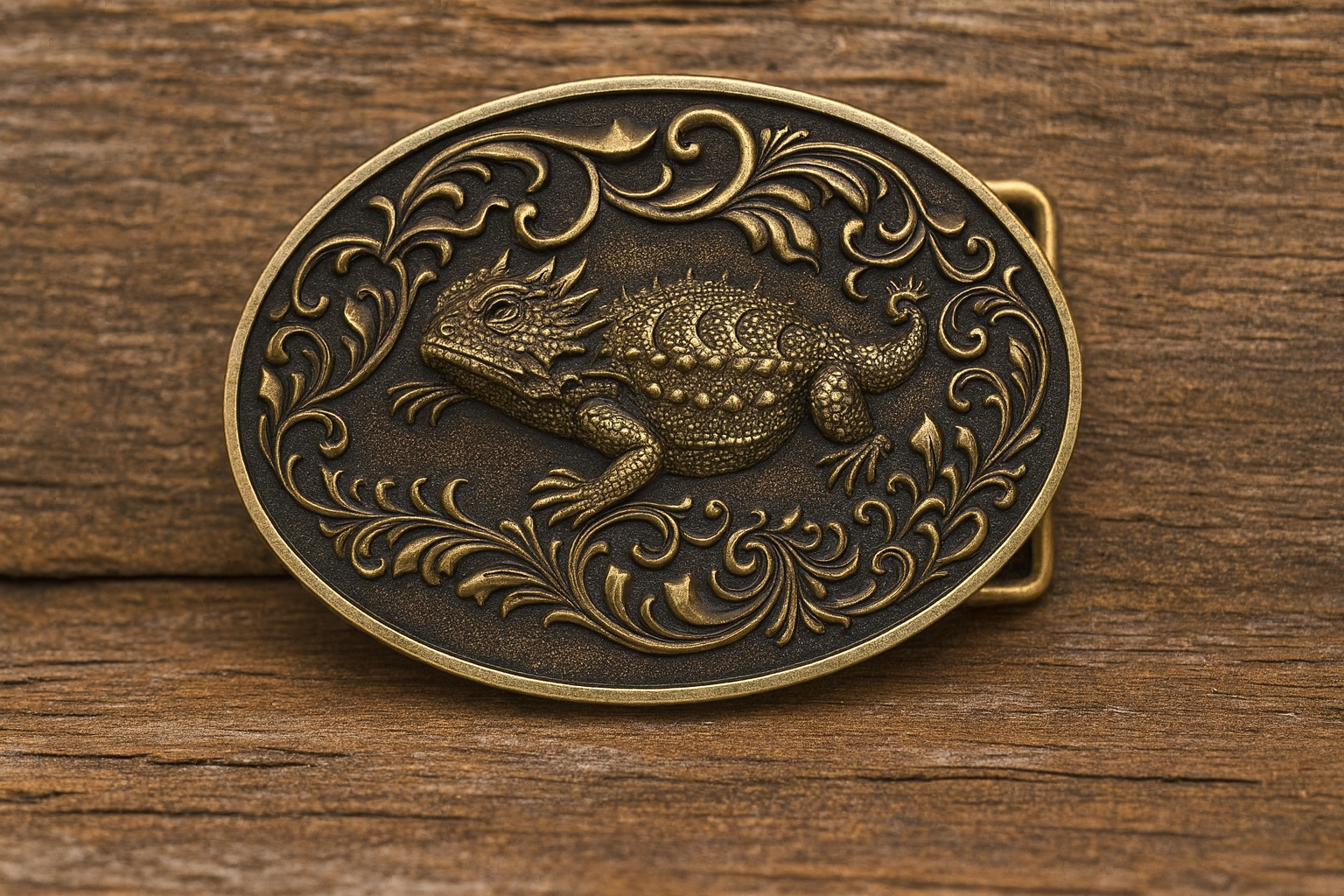 Horned Lizard Belt Buckle - Silver or Gold