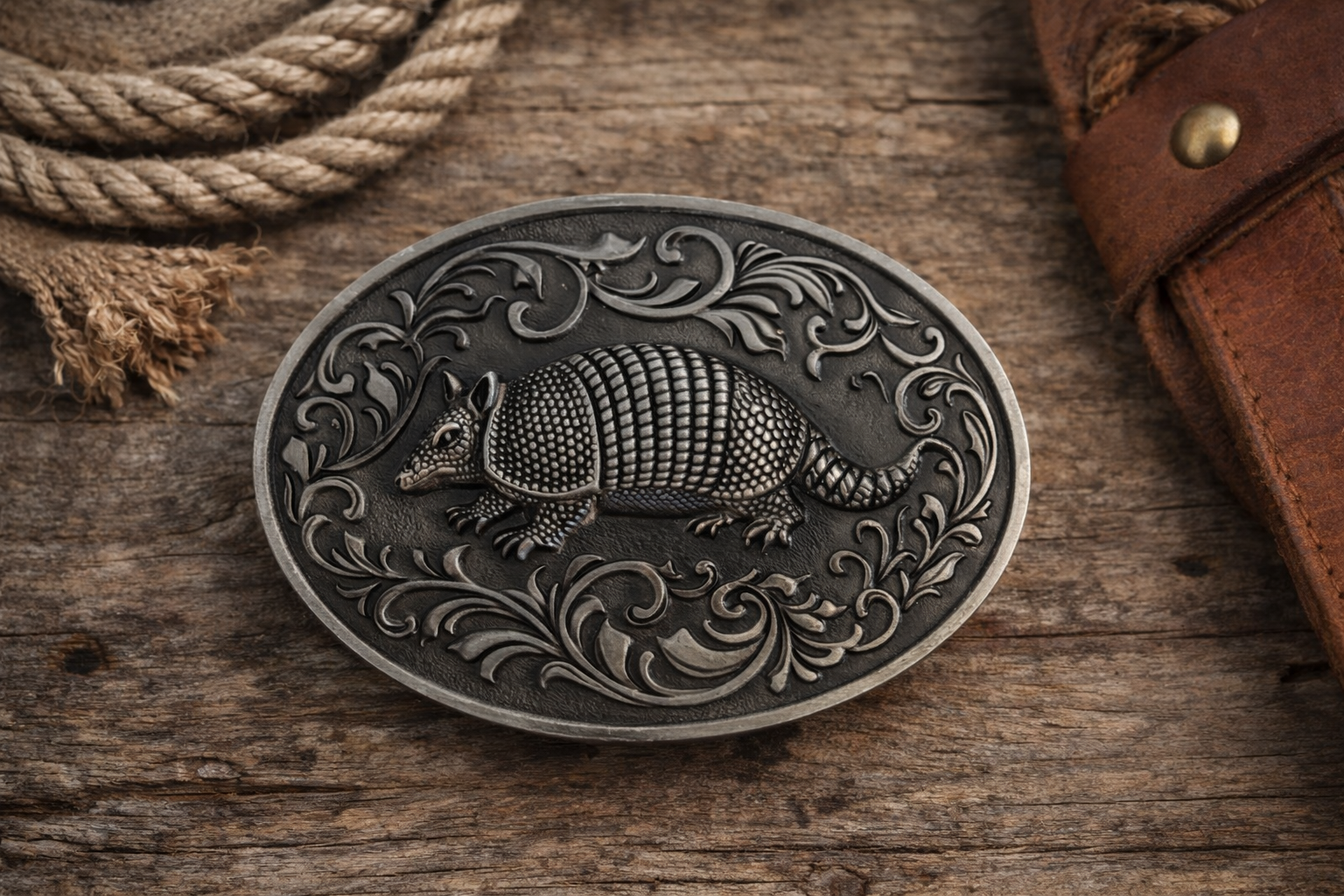 Armadillo Belt Buckle - Silver or Gold