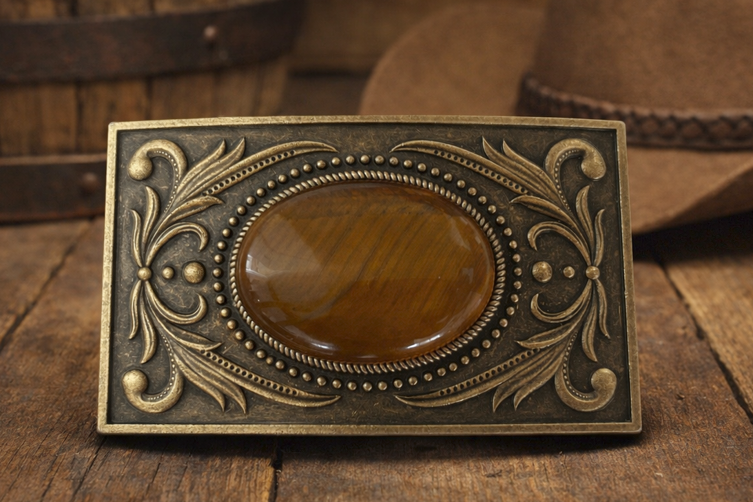 Antique Gold Tigers Eye Belt Buckle