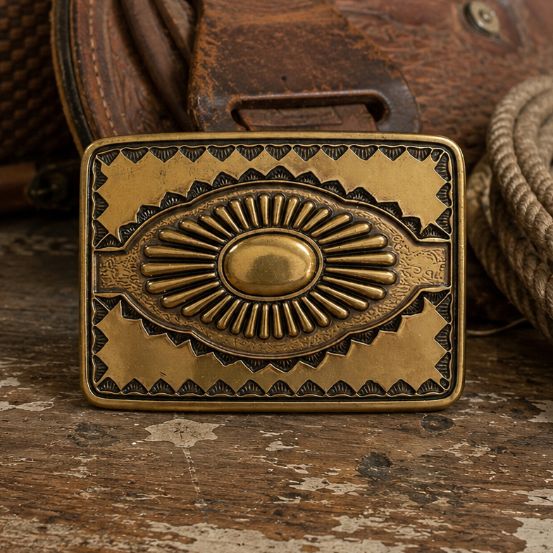 Large Golden Engraved Belt Buckle