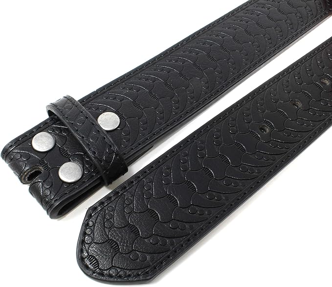 1.5'' Vertebrae Leather Belt Strap - Black