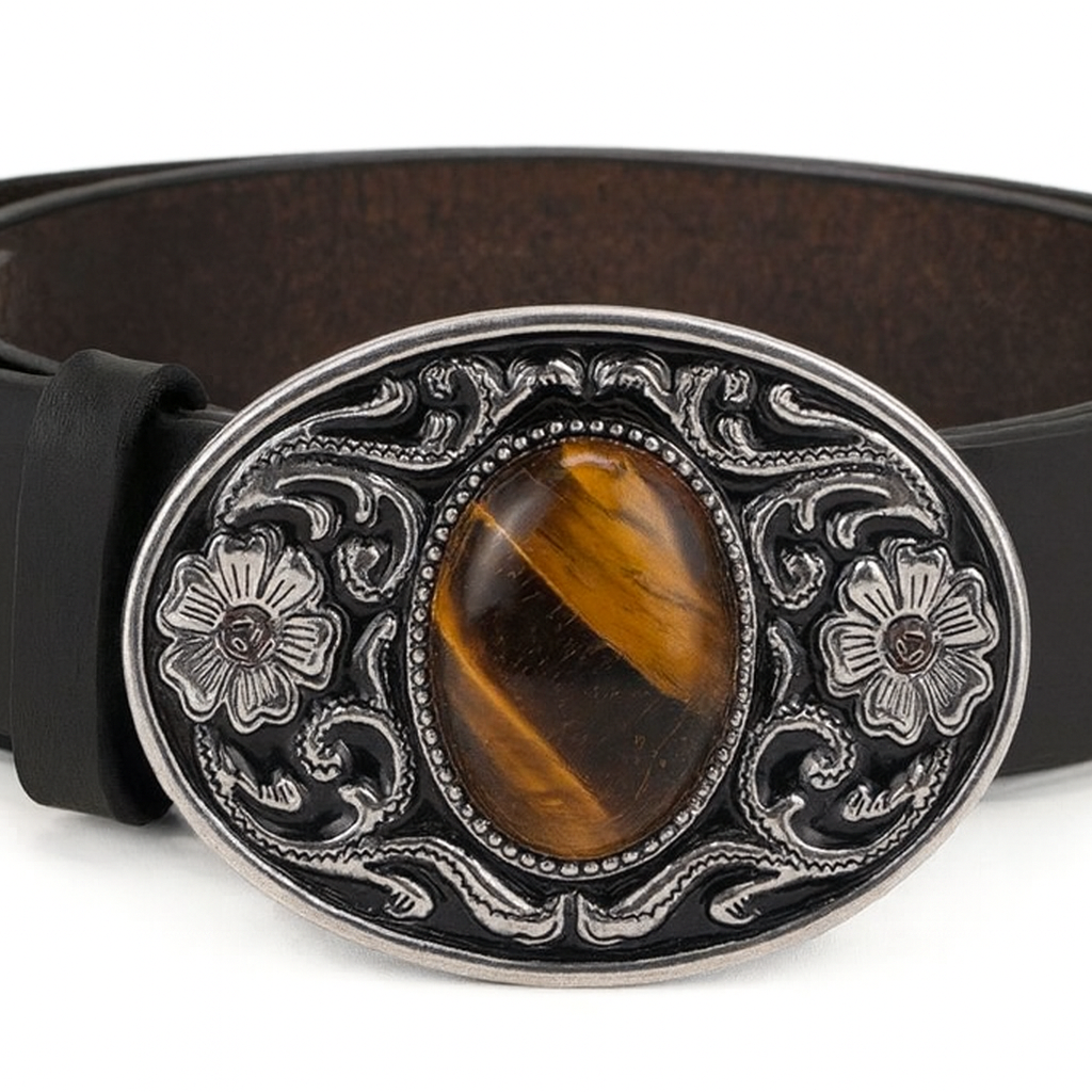 Silver Tigers Eye Belt Buckle