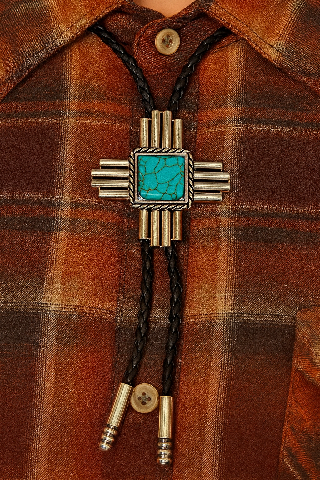 Turquoise Cross Bolo Tie