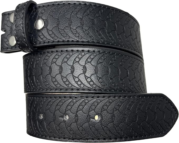 1.5'' Vertebrae Leather Belt Strap - Black