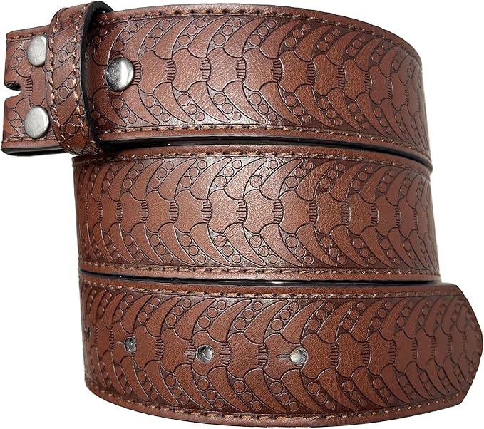 1.5'' Vertebrae Leather Belt Strap - Brown