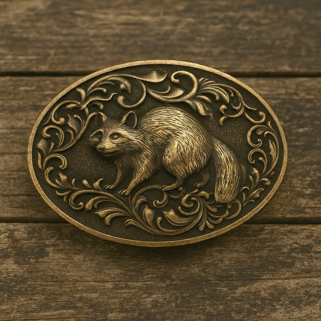 Bronze Raccoon Belt Buckle