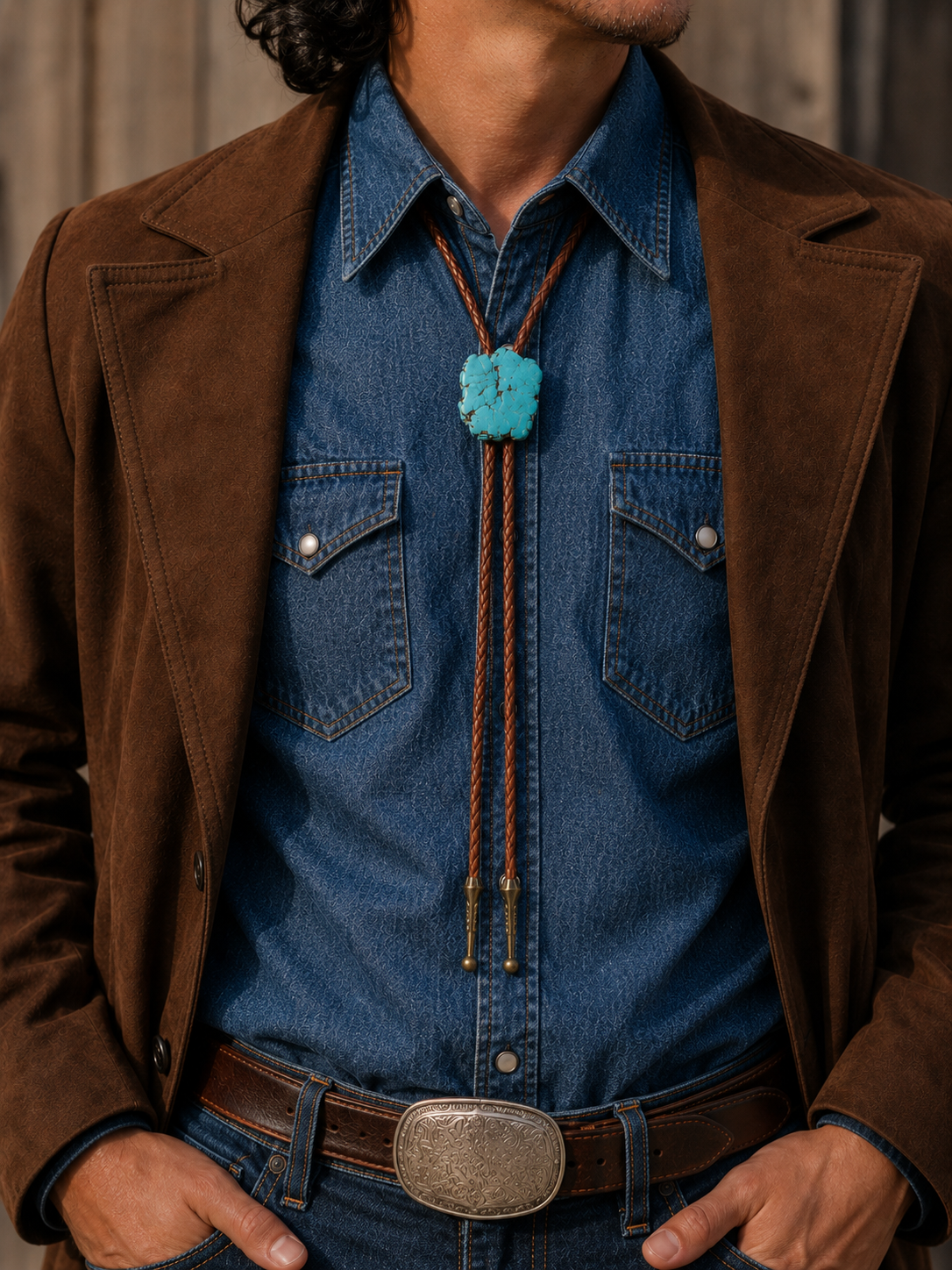 Turquoise Slab Bolo Tie