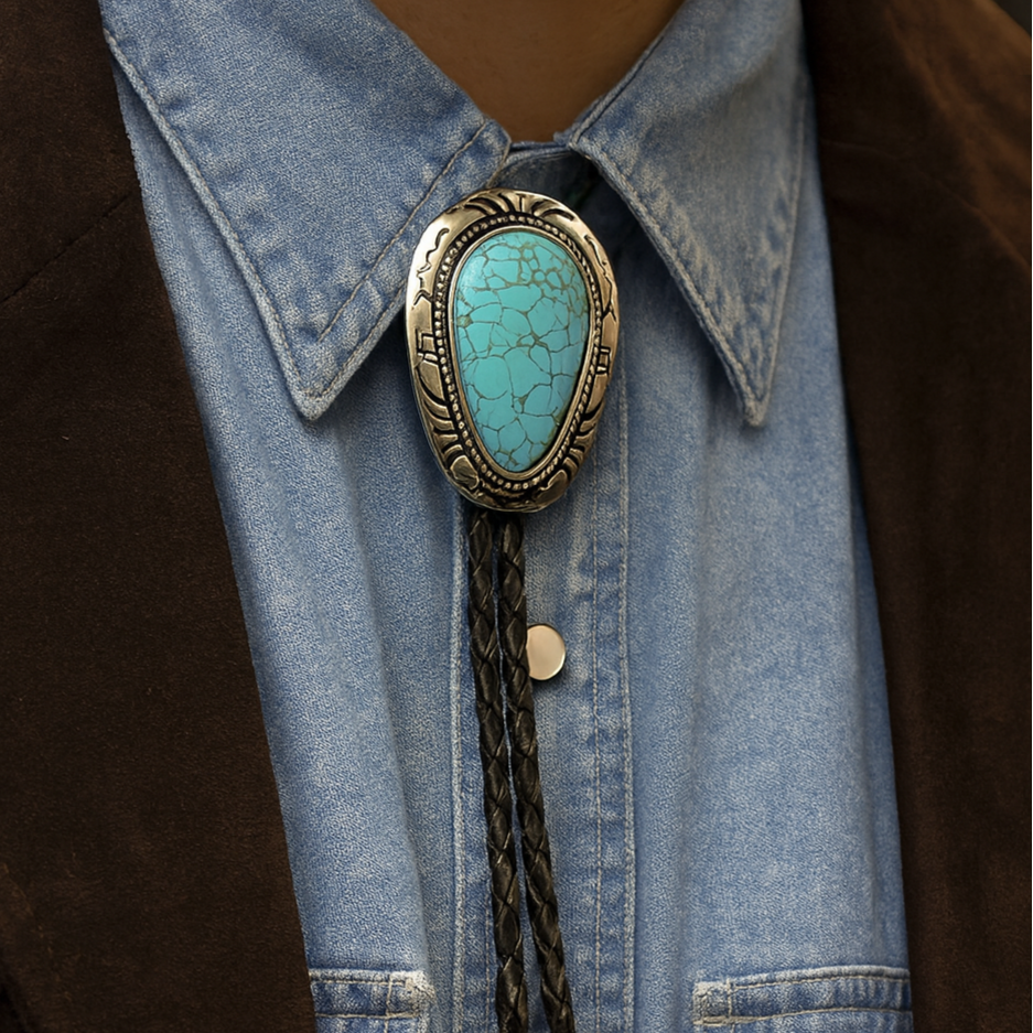 Teardrop Turquoise Bolo Tie