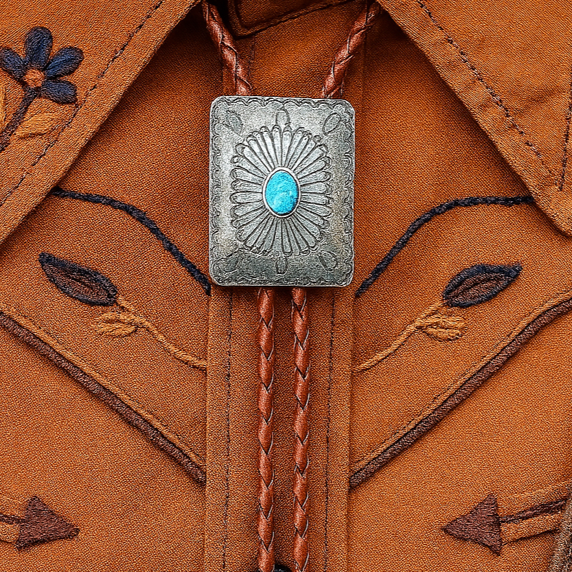 Rectangular Turquoise Bolo tie