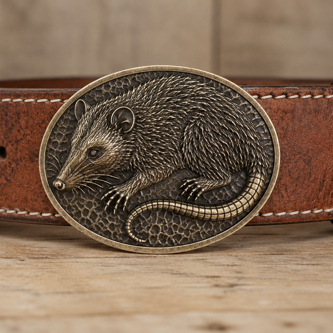 Bronze Opossum Belt Buckle