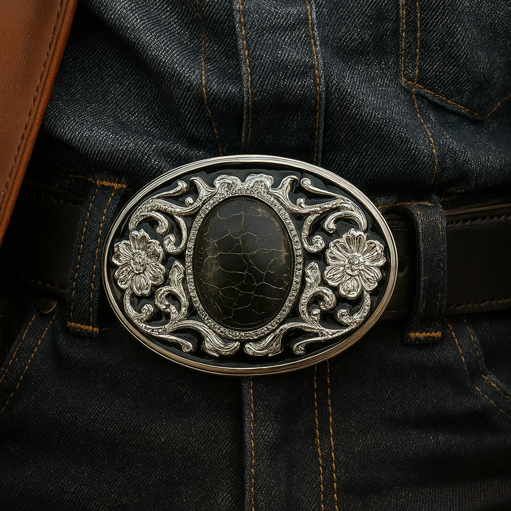 Black Vein Belt Buckle