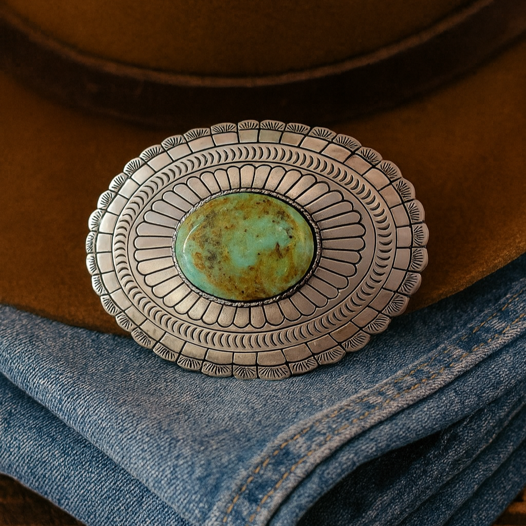 Large Teal Stone Belt Buckle