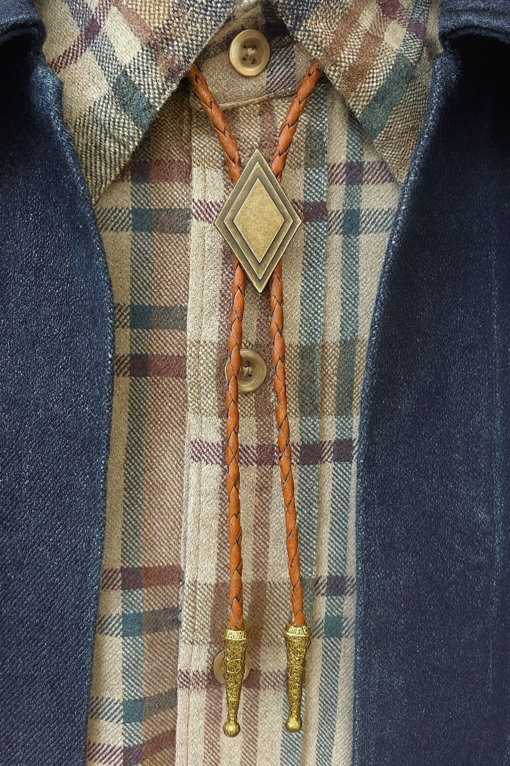 Brass Diamond Bolo Tie