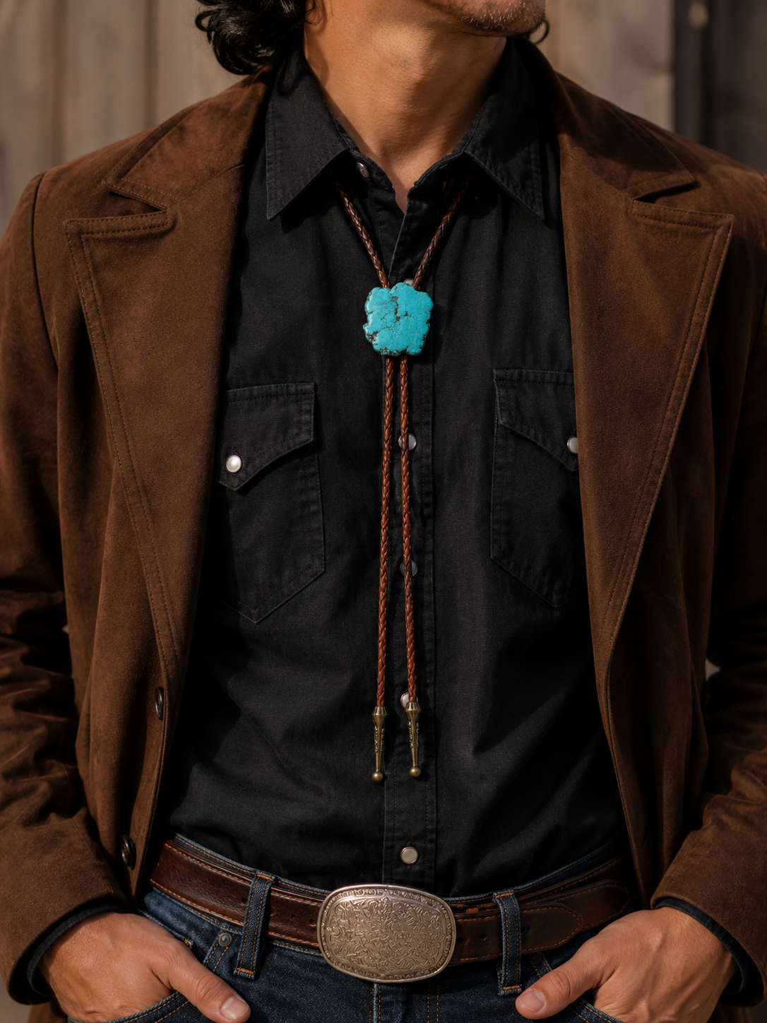 Turquoise Slab Bolo Tie