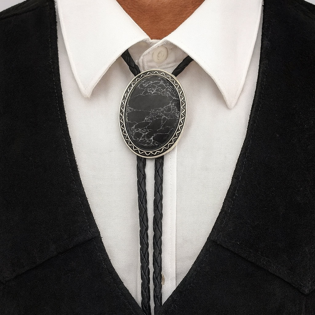 Southwestern Black Stone Bolo Tie