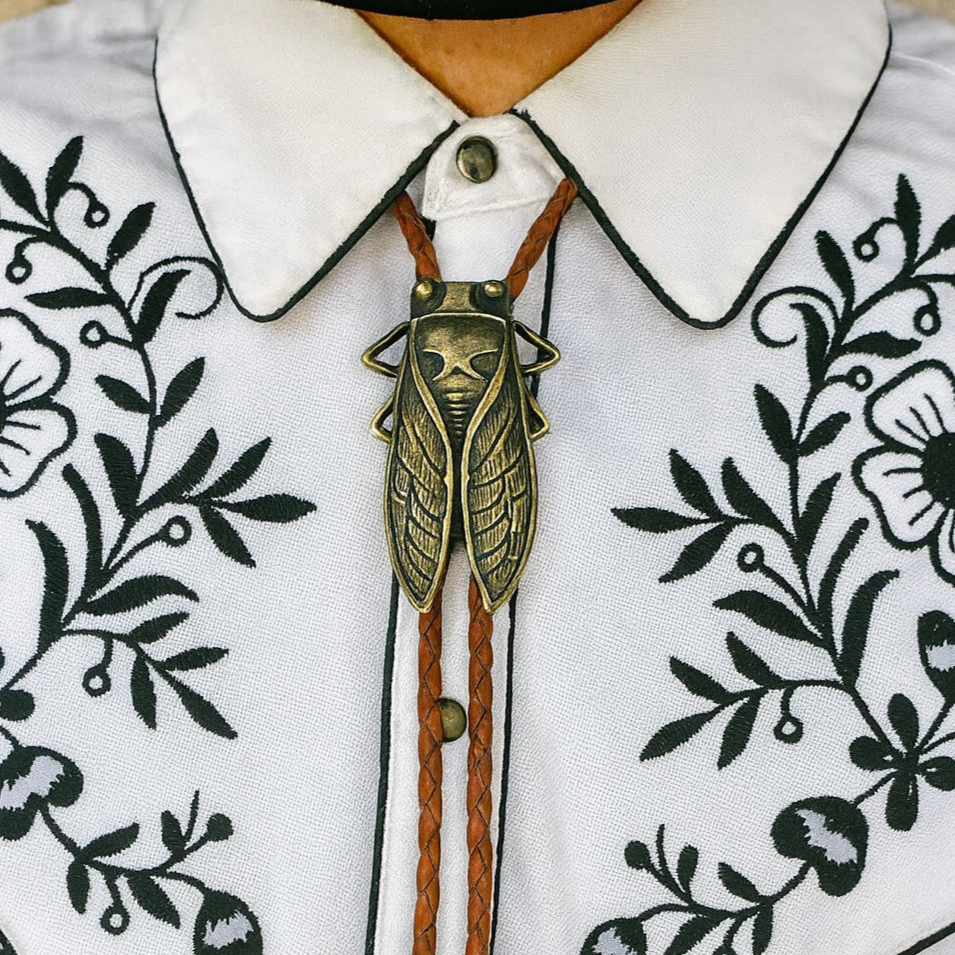 Golden Cicada Bolo Tie