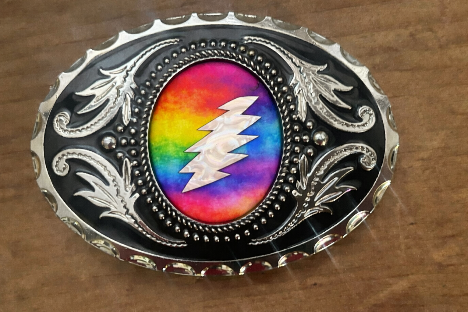 Grateful Lightning Bolt Belt Buckle