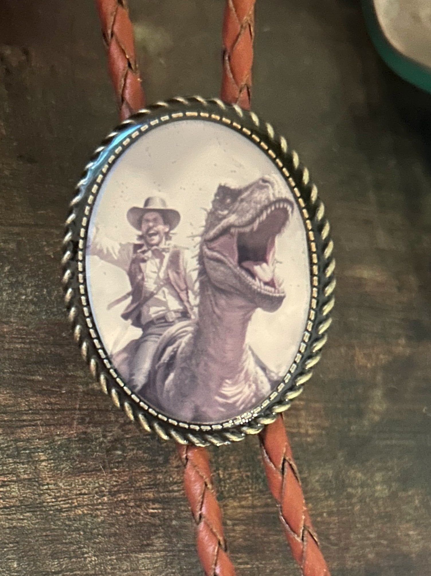 Dinosaur Cowboy Bolo Tie