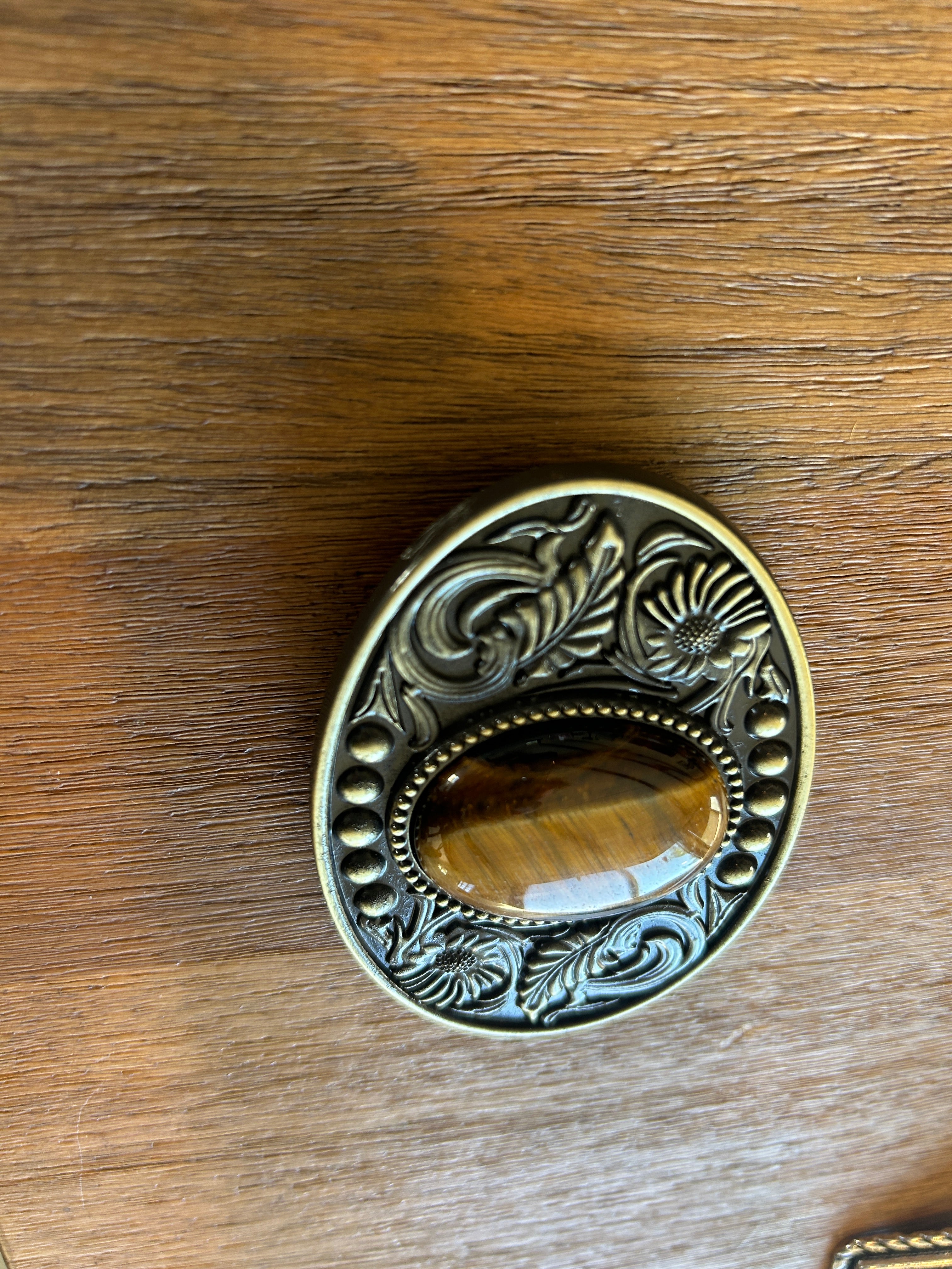 Cowboy Tigers Eye Belt Buckle