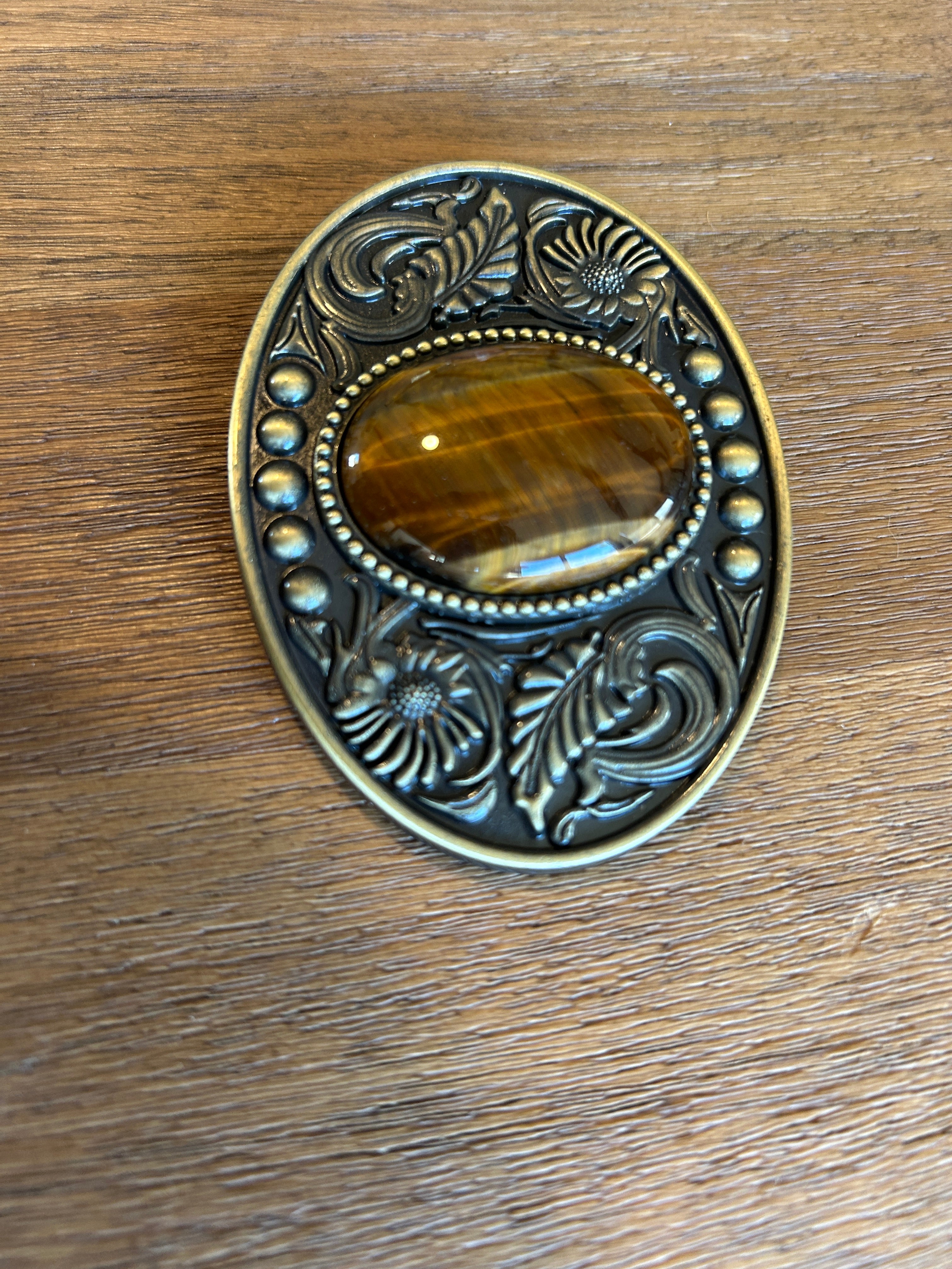 Cowboy Tigers Eye Belt Buckle