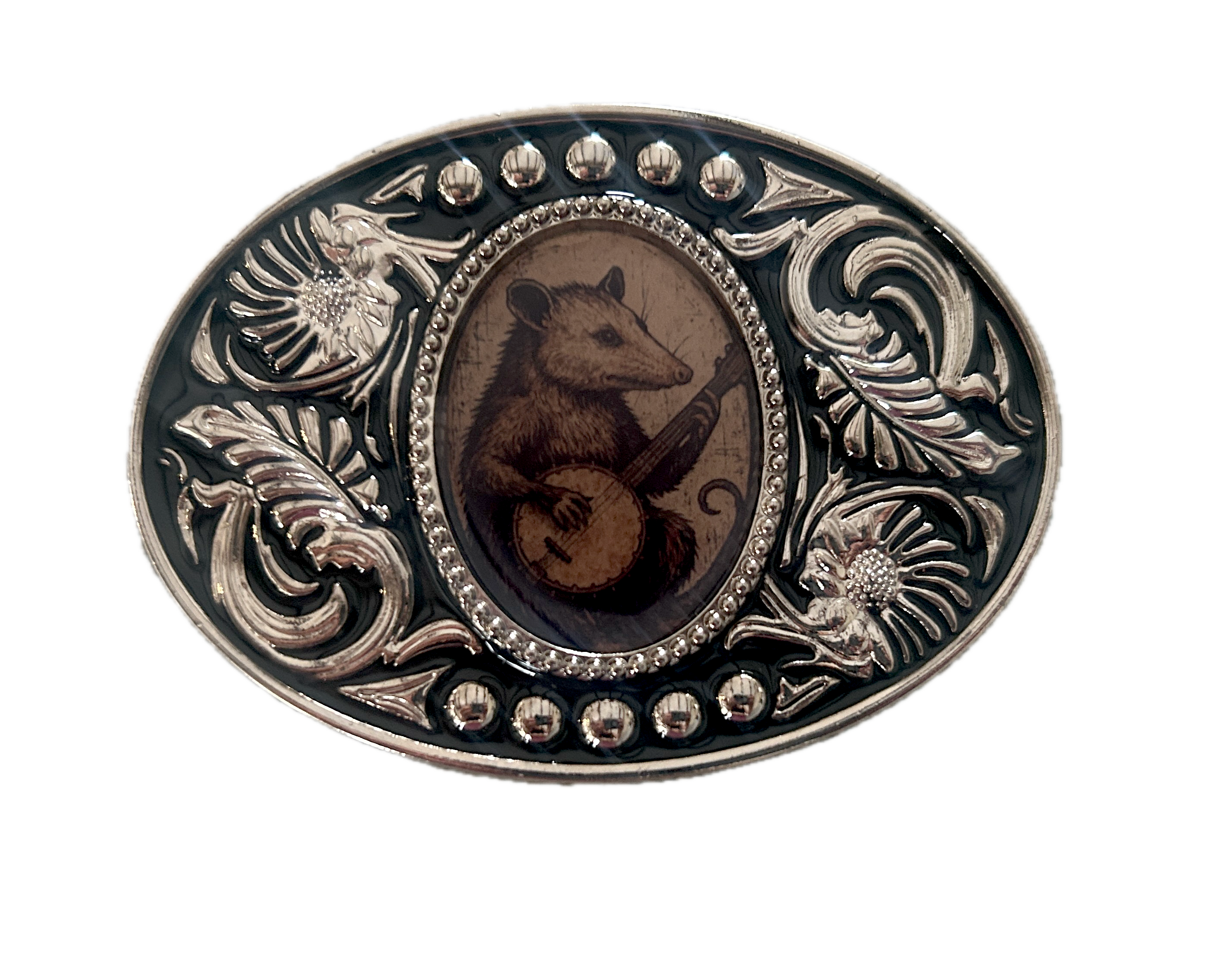 Banjo Opossum Belt Buckle