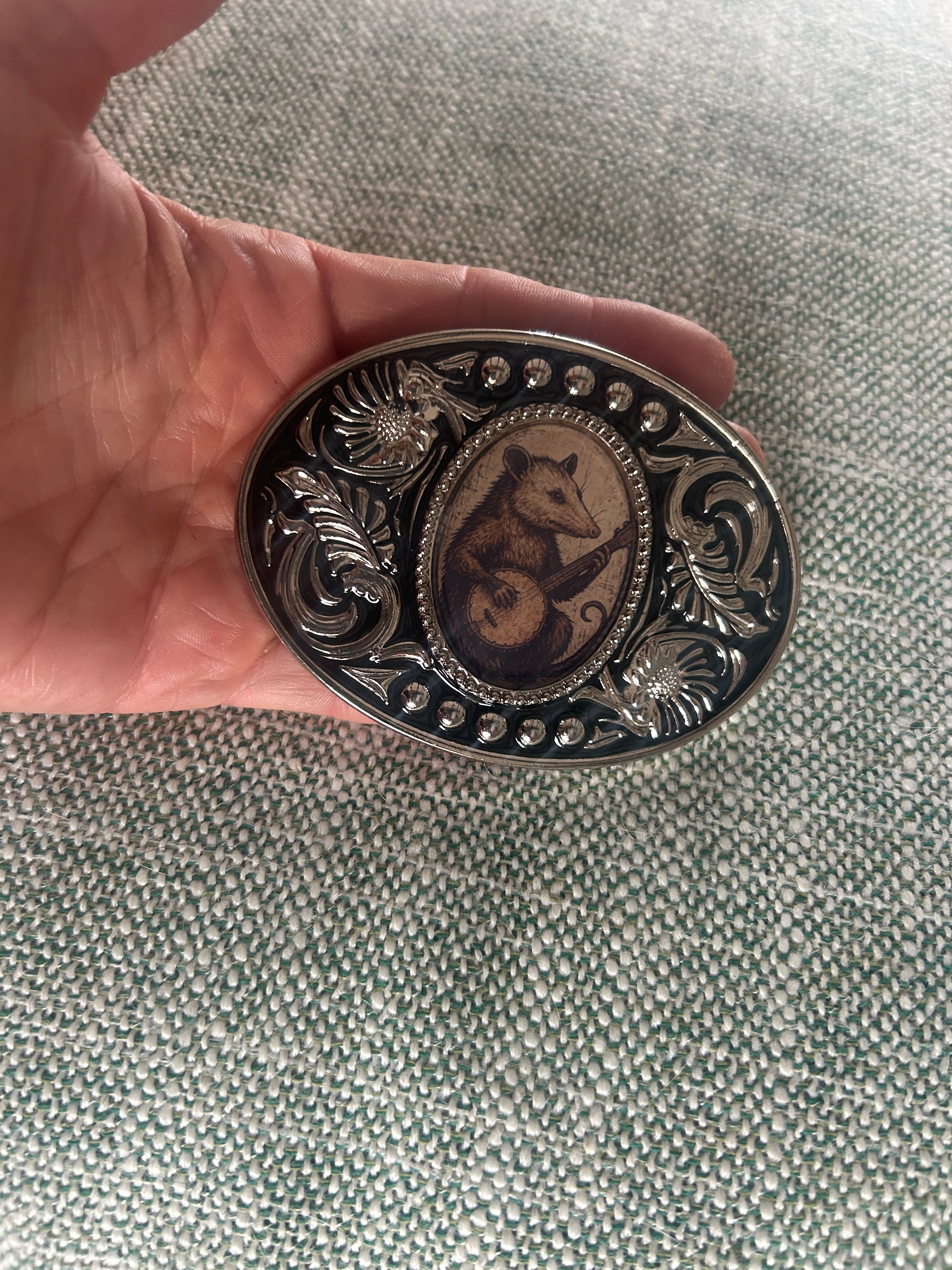 Banjo Opossum Belt Buckle