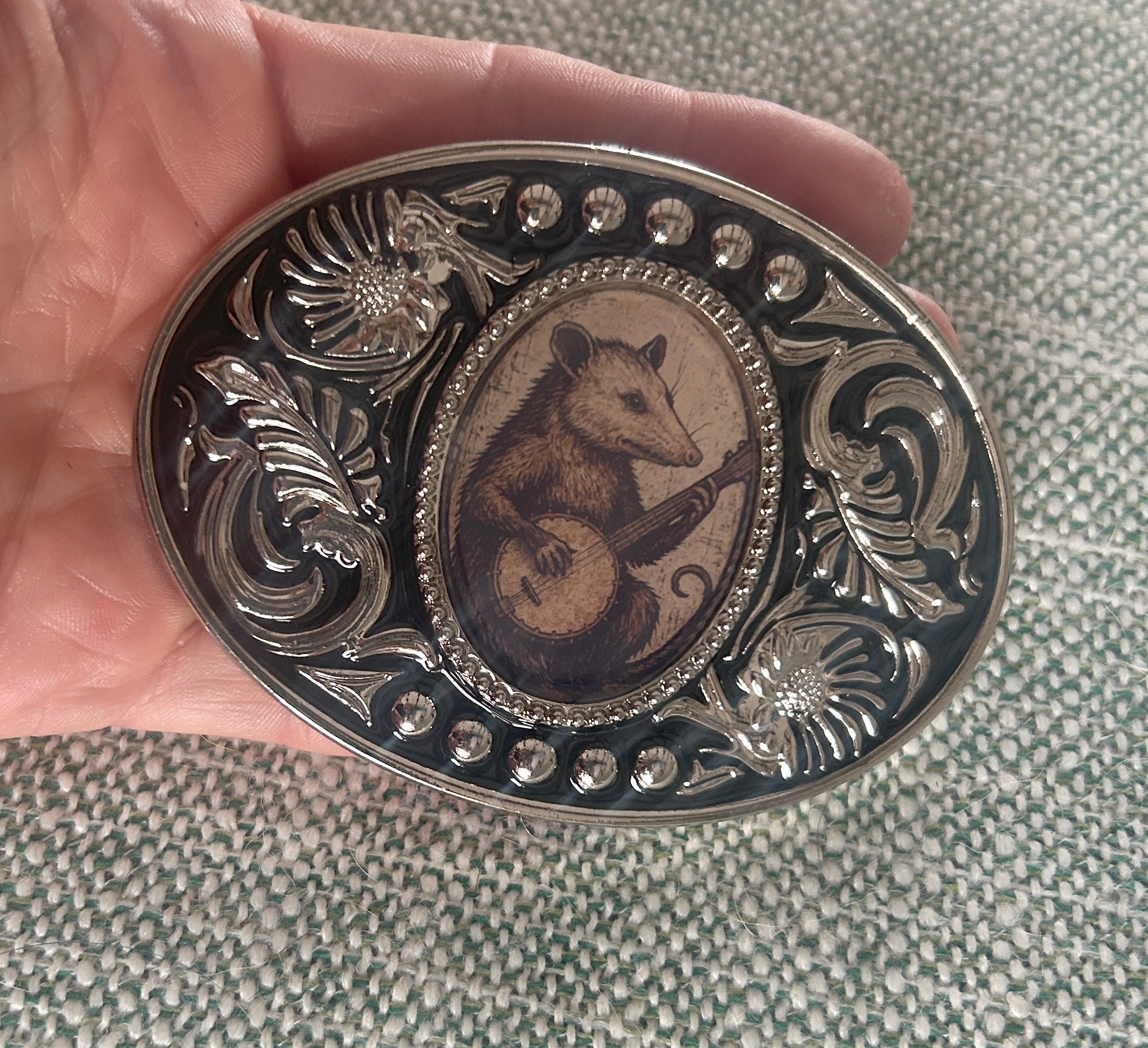 Banjo Opossum Belt Buckle