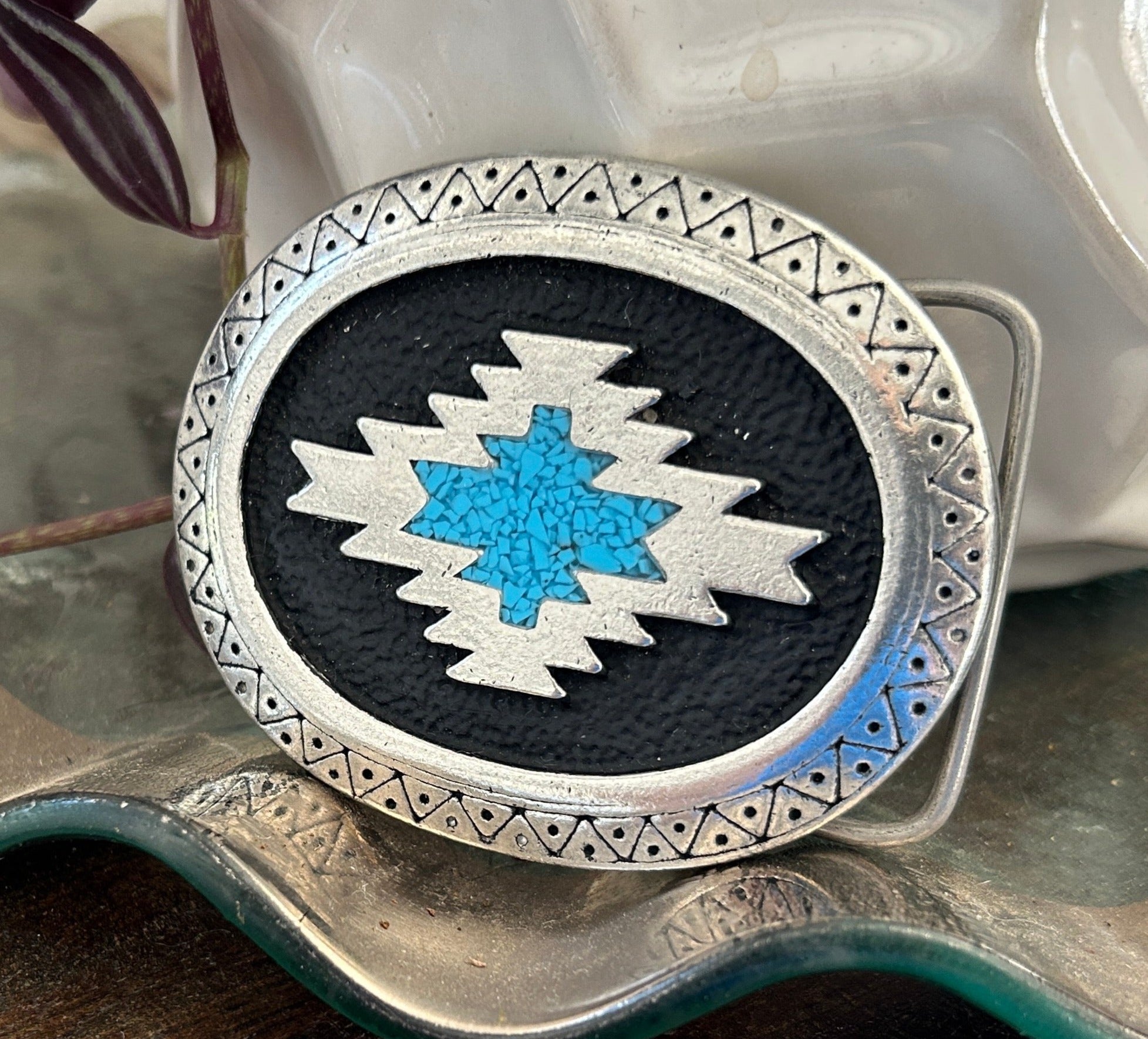 Turquoise Chevron Belt Buckle