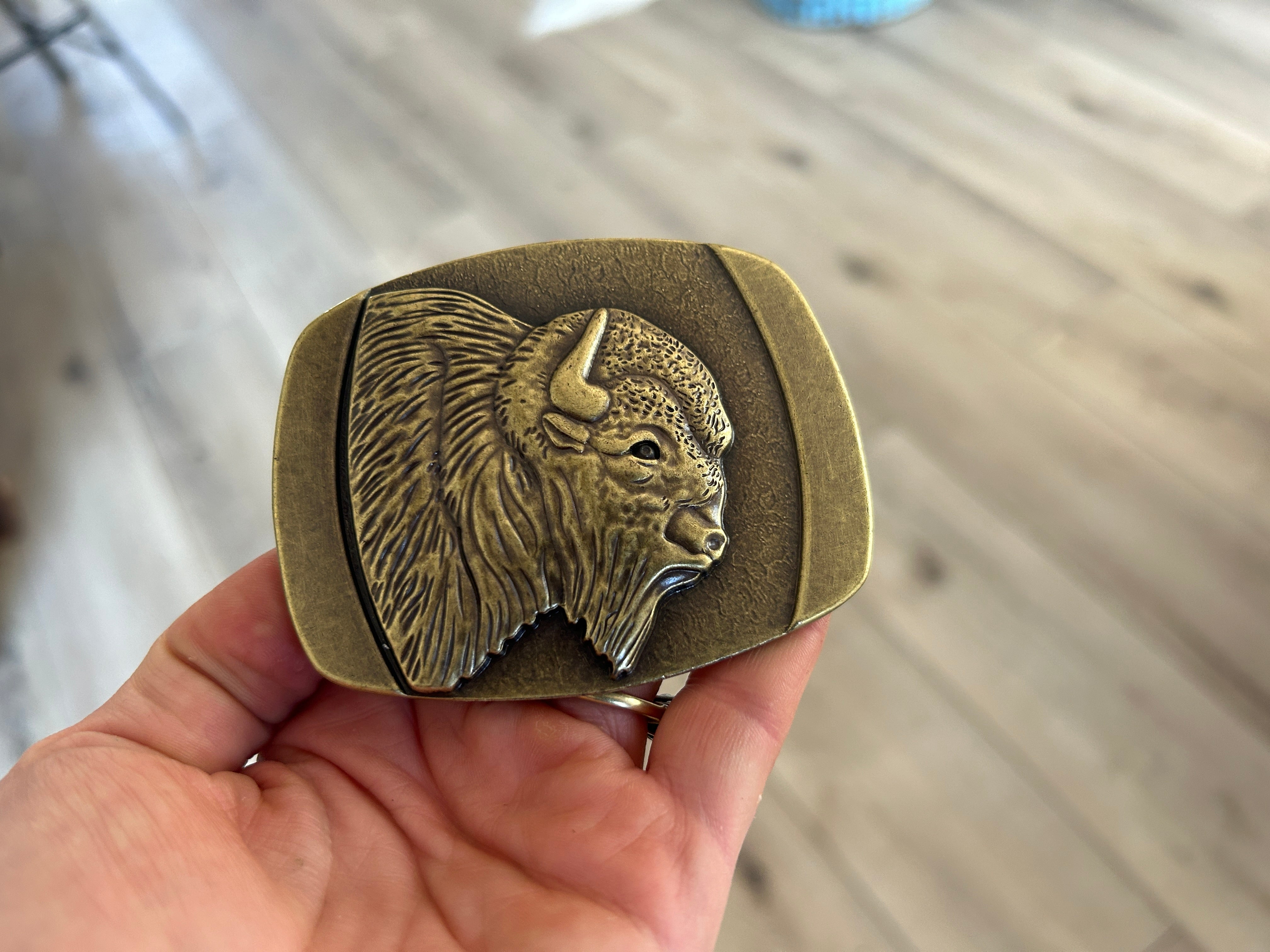 Brass Bison Belt Buckle