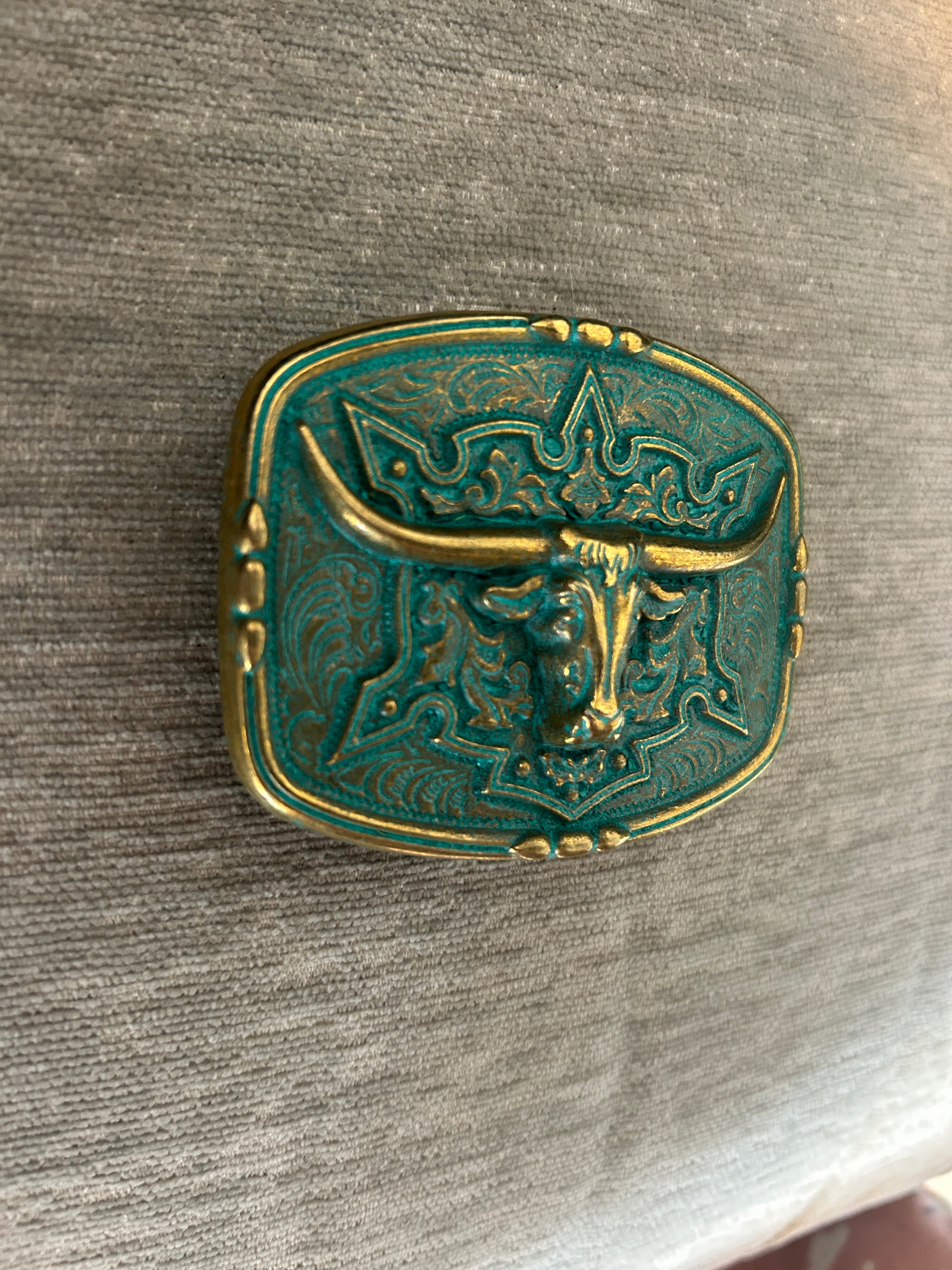 Teal Steer Belt Buckle