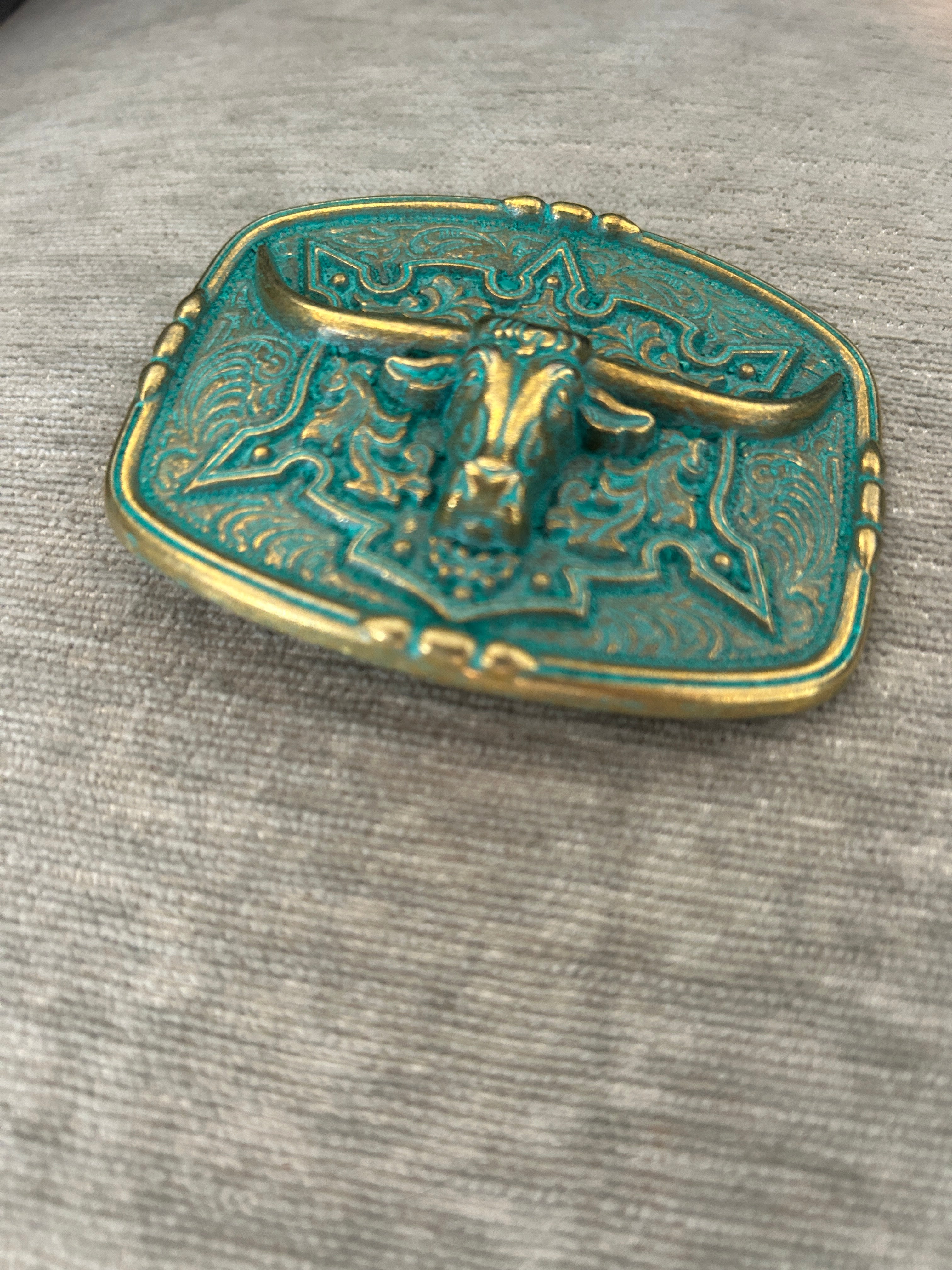 Teal Steer Belt Buckle