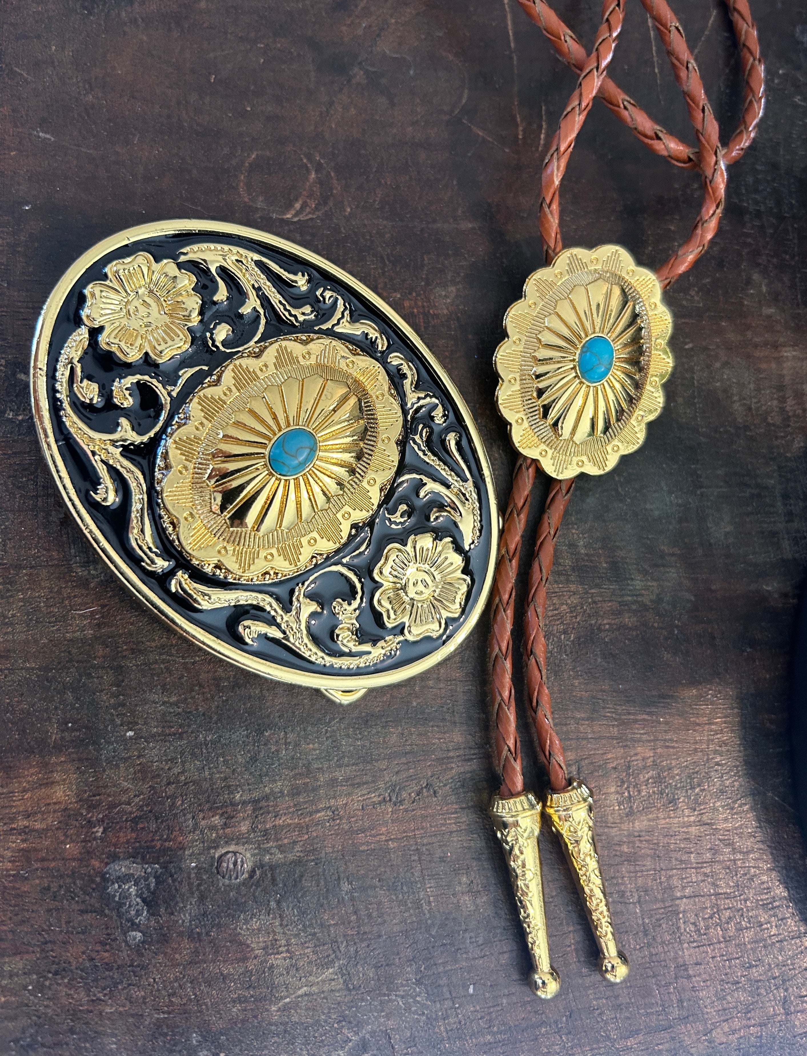 Golden Bolo & Buckle Set