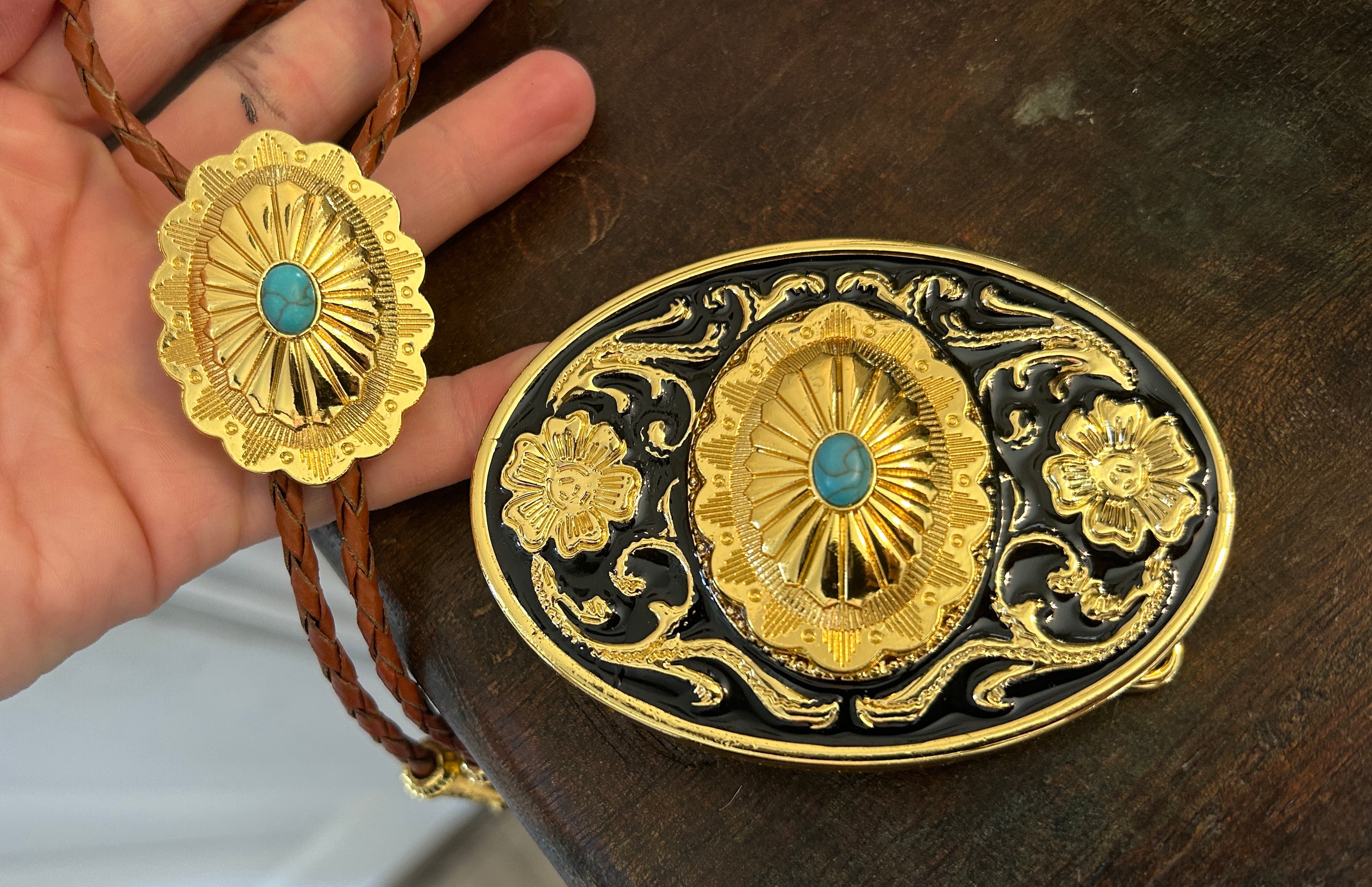 Golden Bolo & Buckle Set