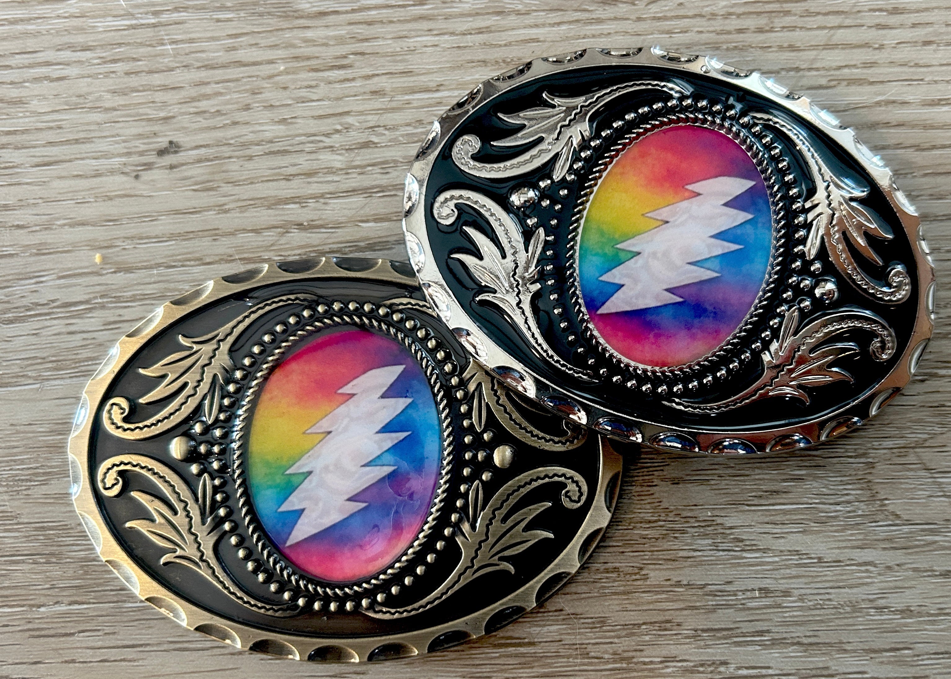 Grateful Lightning Bolt Belt Buckle