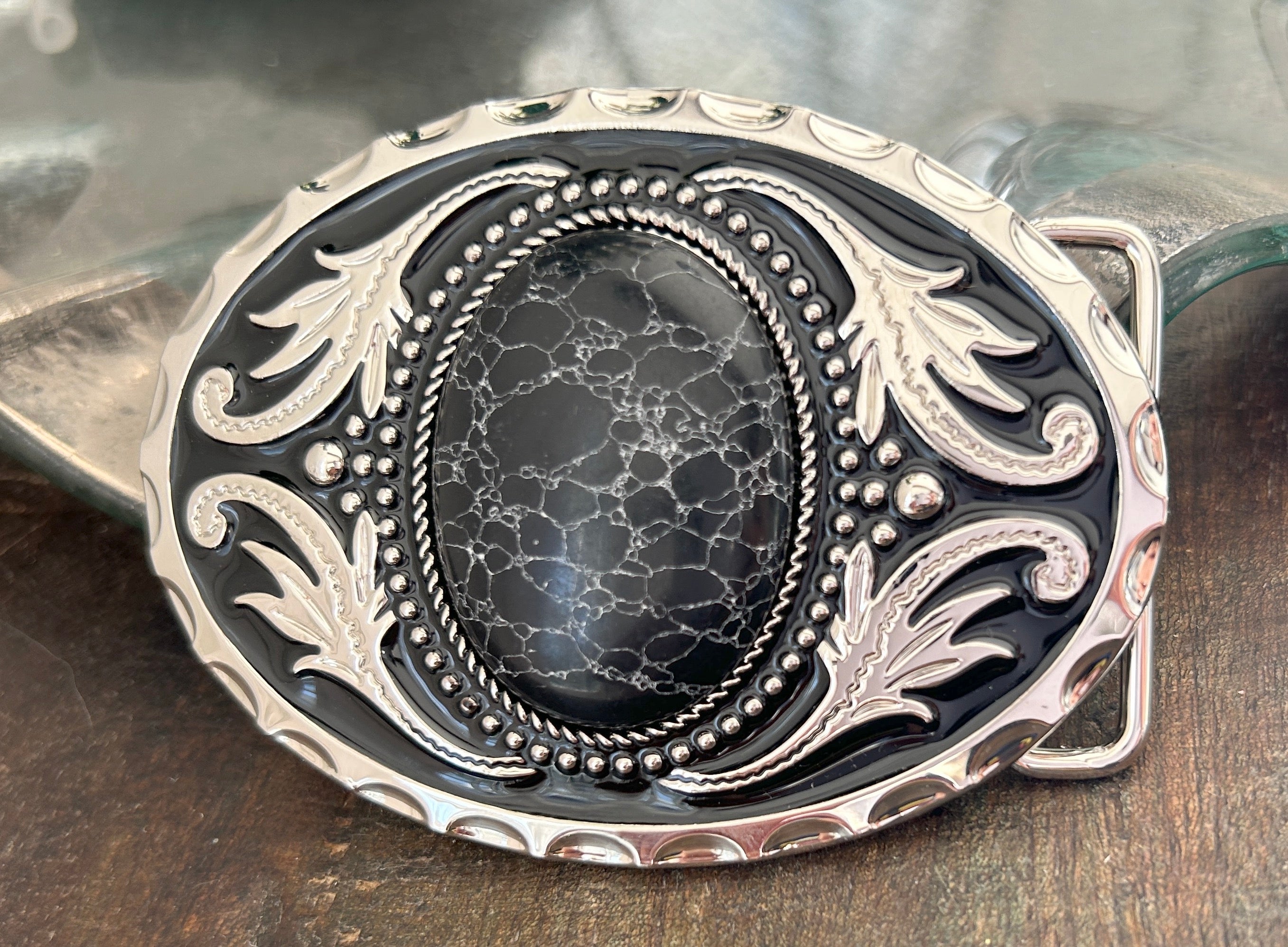 Black Stone Belt Buckle
