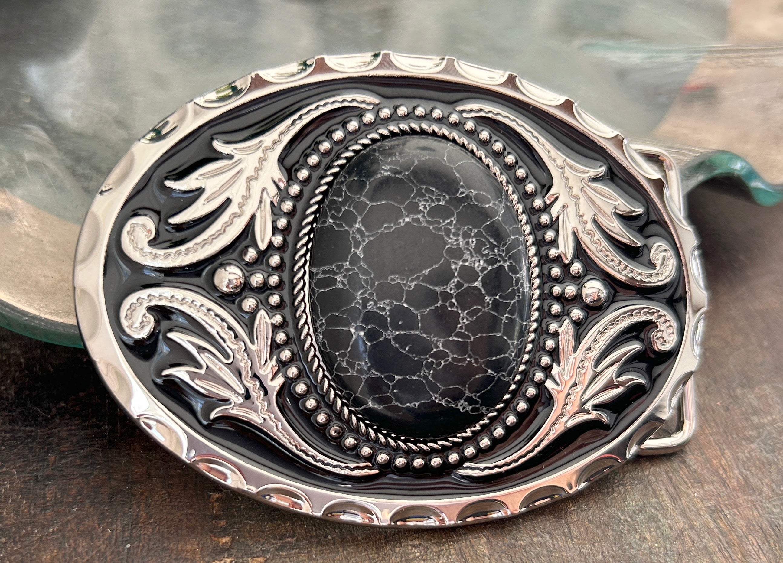 Black Stone Belt Buckle